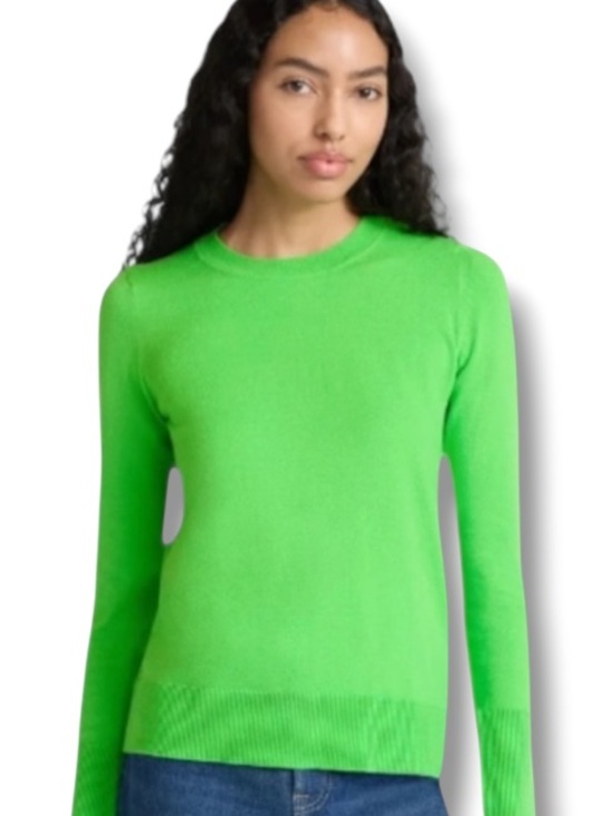 Free Assembly Sweaters - Free Assembly Women's Vibrant Green Long Sleeve Crewneck Sweater St Patricks Day